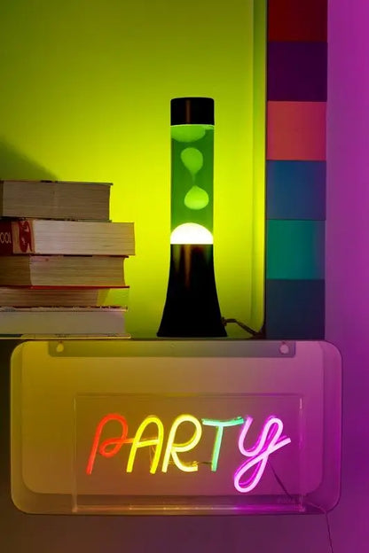 Mini lampe lave verte et jaune au mouvement fluide