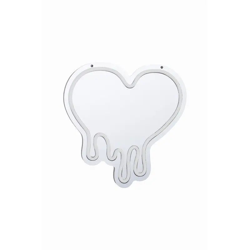 Miroir lumineux mood coeur blanc en forme de cœur avec design gouttant et cadre métallique