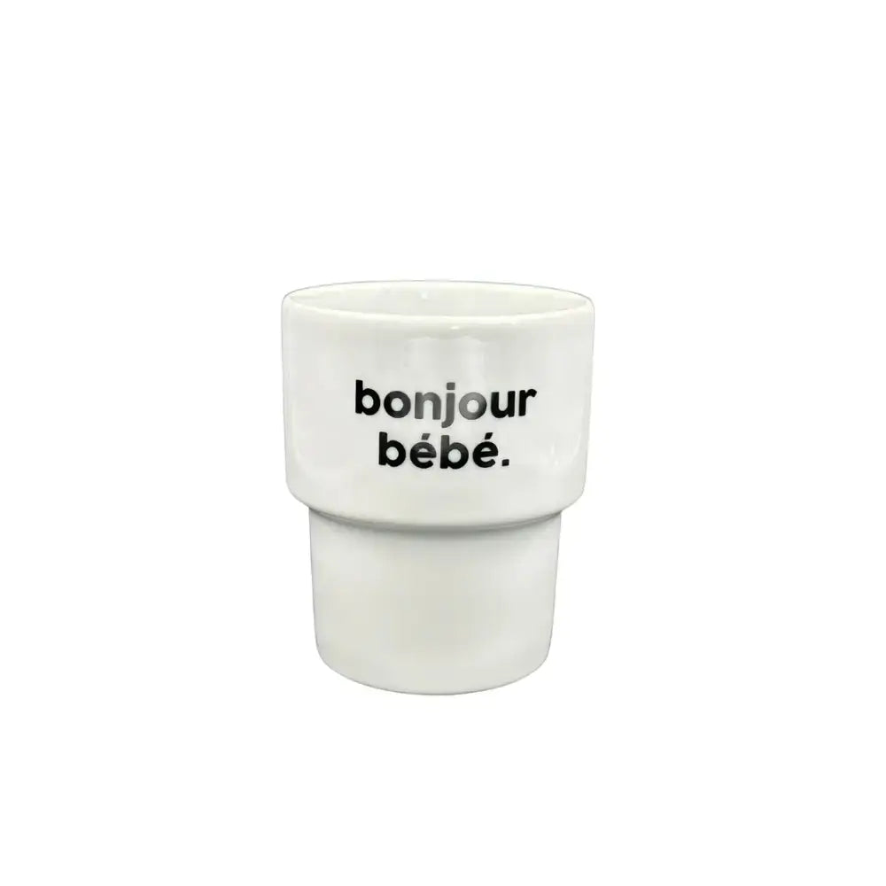 Tasse céramique blanche avec mug bonjour bébé en noir