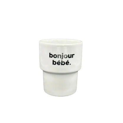 Tasse céramique blanche avec mug bonjour bébé en noir