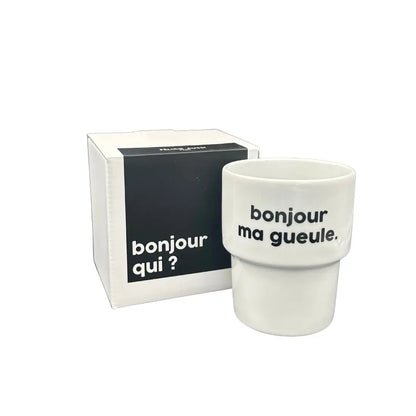 Mug bonjour ma gueule en porcelaine résistante avec dose d’humour