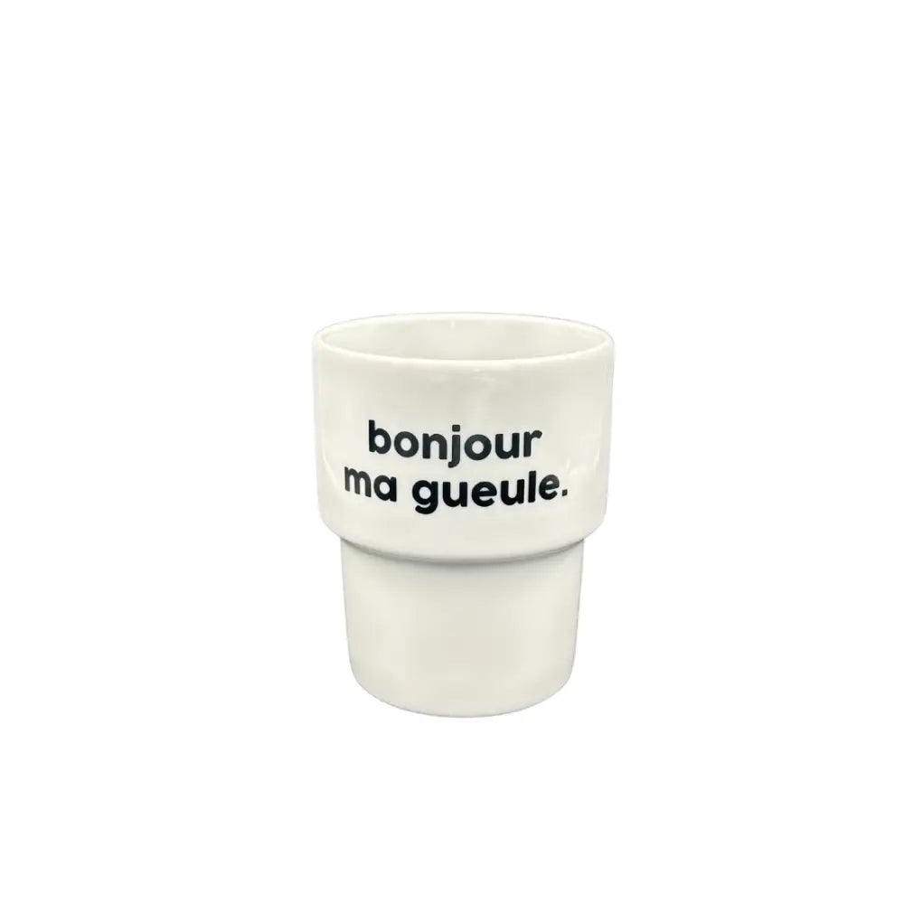 Mug bonjour ma gueule en porcelaine résistante, parfait pour ton café ou thé