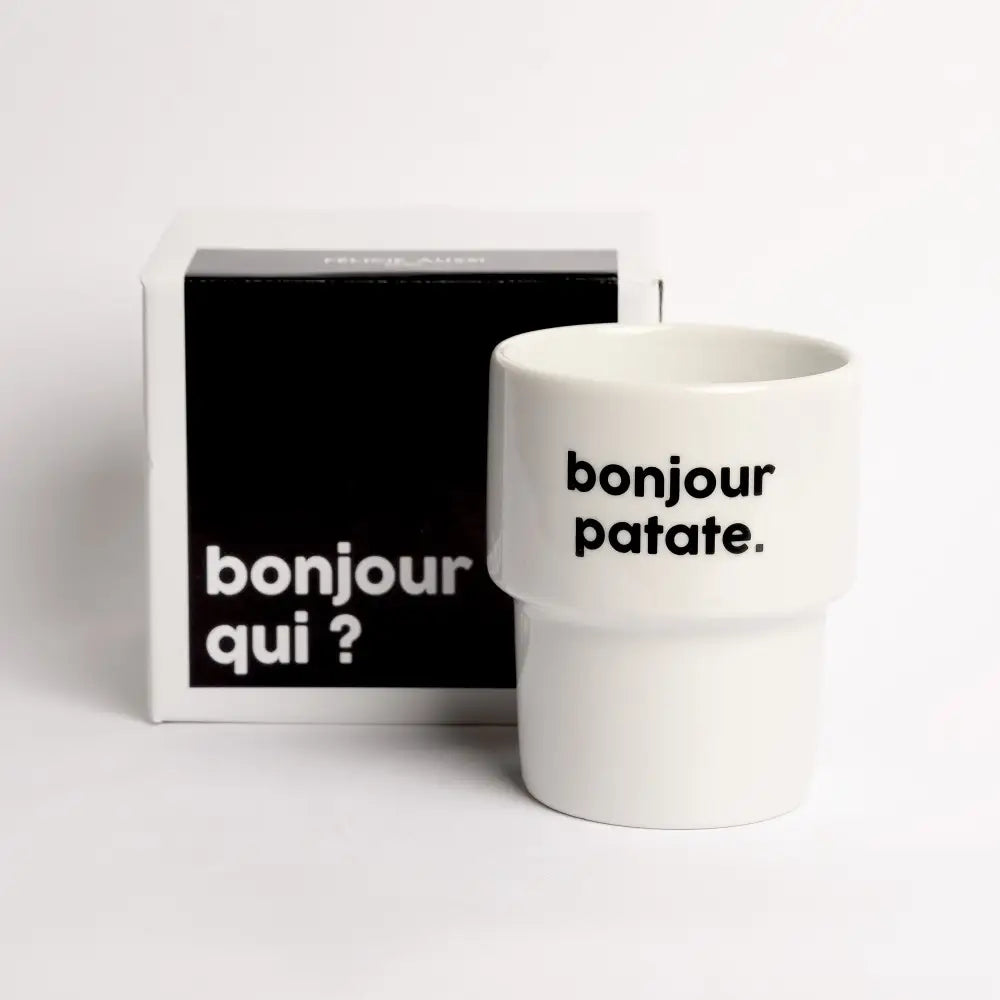 Mug bonjour patate en céramique blanche avec bonjour patate