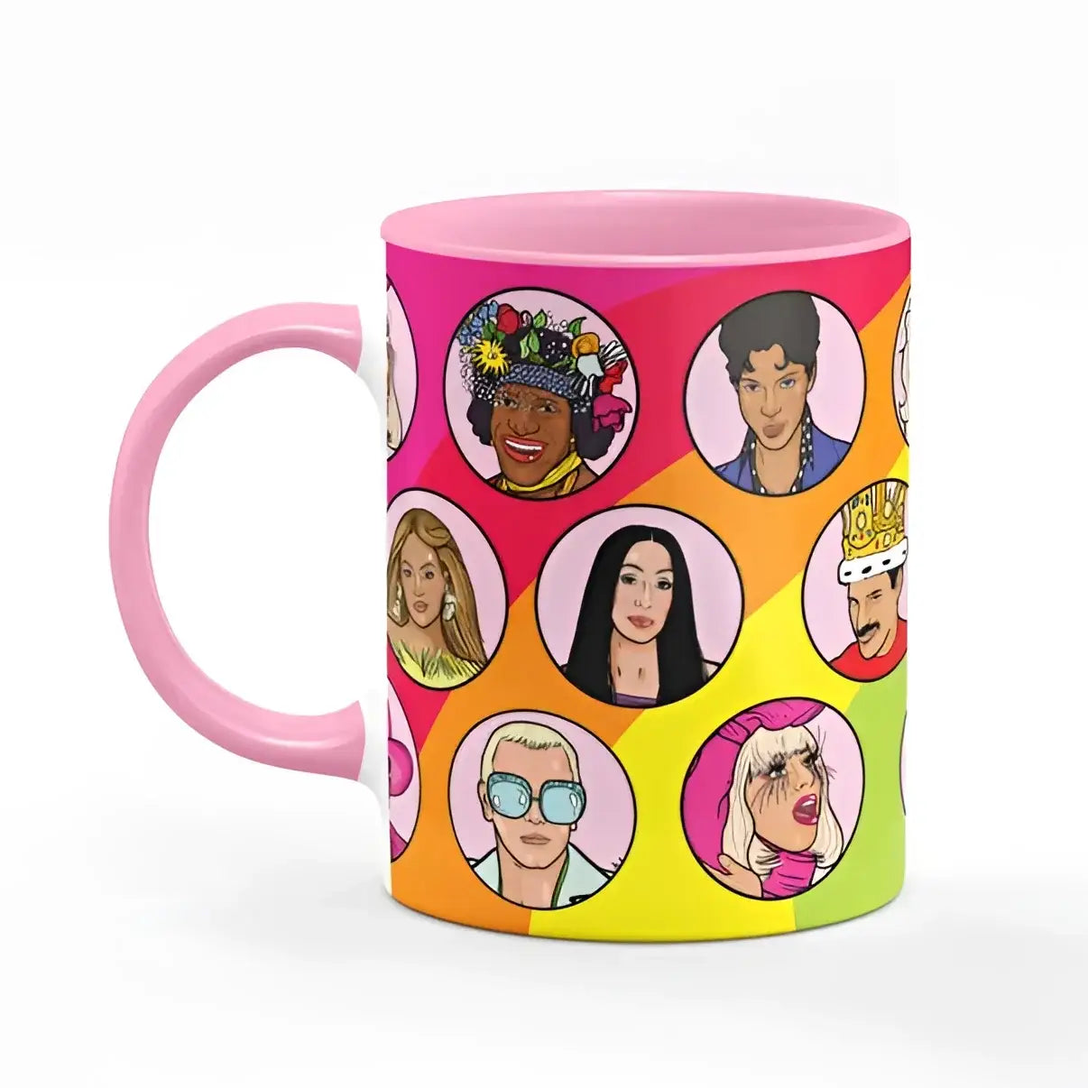 Mug céramique arc-en-ciel avec icônes queer, idée cadeau pour communauté queer
