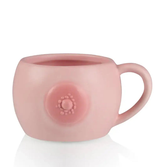 Mug sein en céramique résistante rose avec design floral, parfait pour pause café