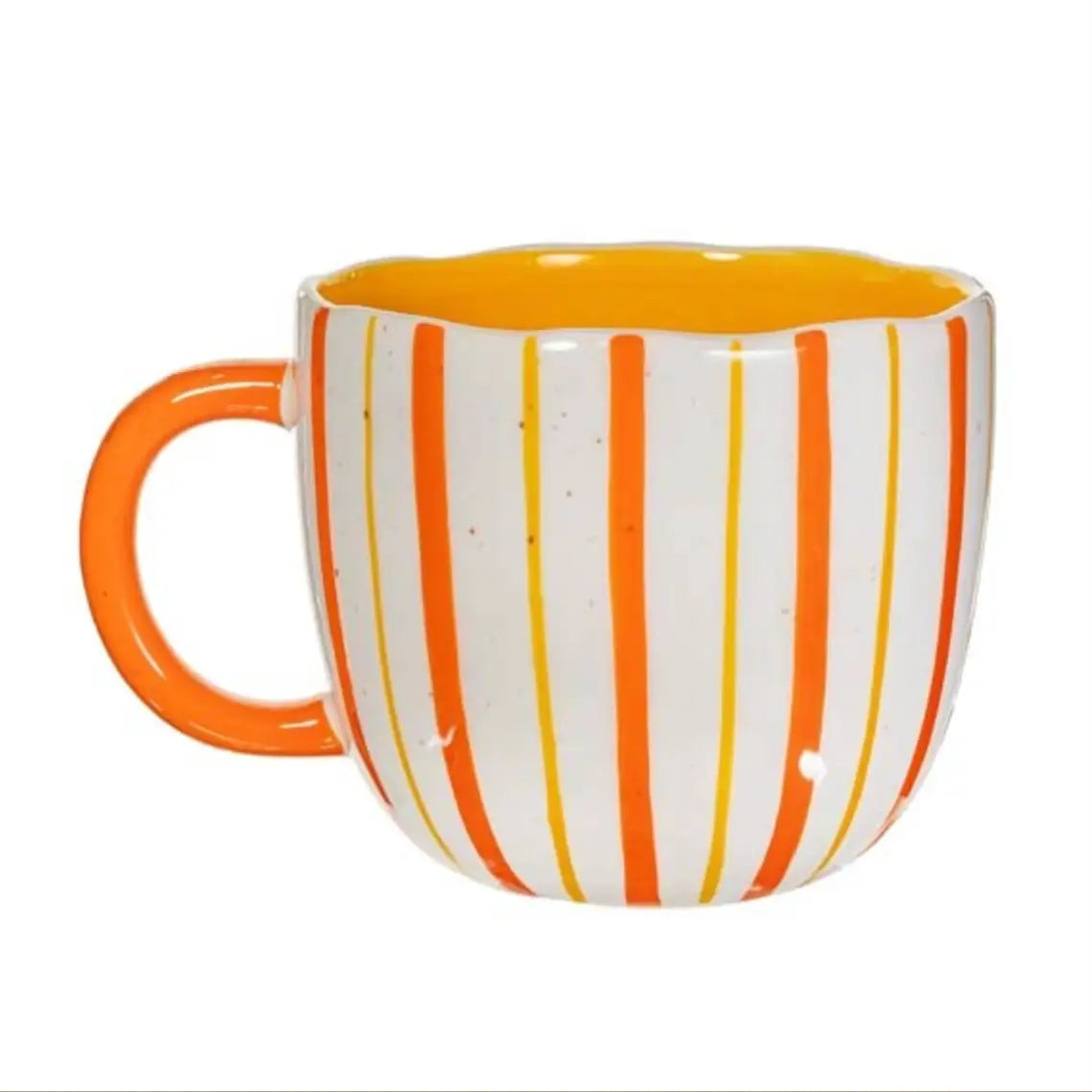 Tasse surprise capybara aux rayures orange et jaune vives