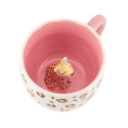 Mug surprise léopard avec guépard en figurine, idée cadeau jungle urbaine