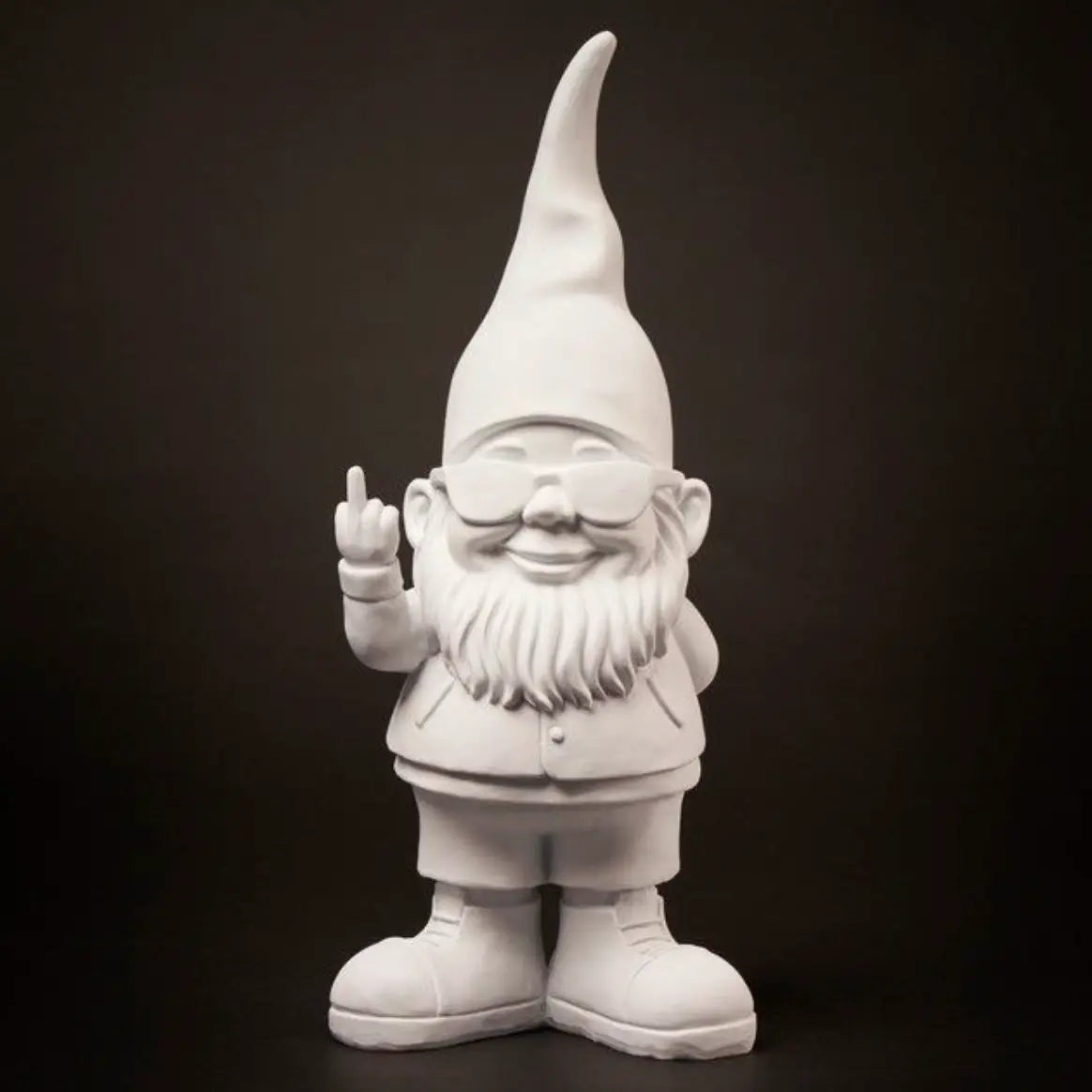 Nain Bernardo Blanc 29 cm en céramique blanche avec chapeau pointu, lunettes et barbe
