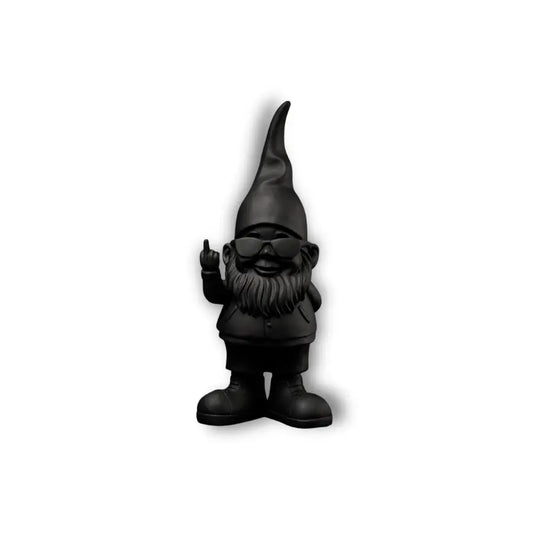 Nain fuck bernardo noir 29 cm idée cadeau, gnome noir avec lunettes et doigt d’honneur