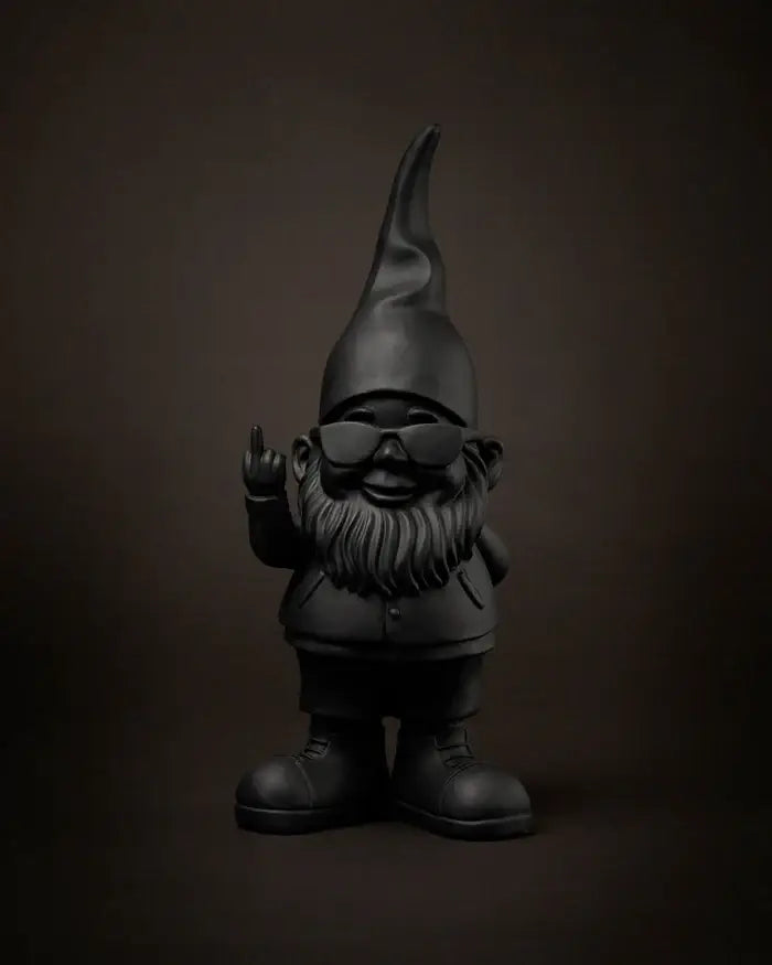 Nain Fuck Bernardo statuette nani’s noir, gnome en lunettes et doigt d’honneur