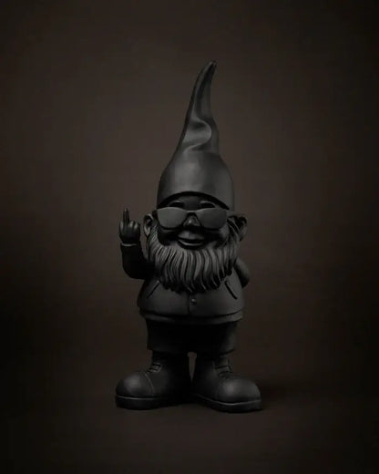 Nain Fuck Bernardo statuette nani’s noir, gnome en lunettes et doigt d’honneur