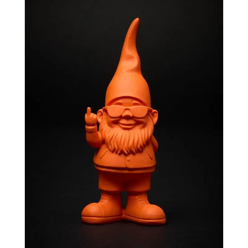 Nain orange en céramique avec chapeau pointu, lunettes et barbe, idée cadeau originale 12 cm