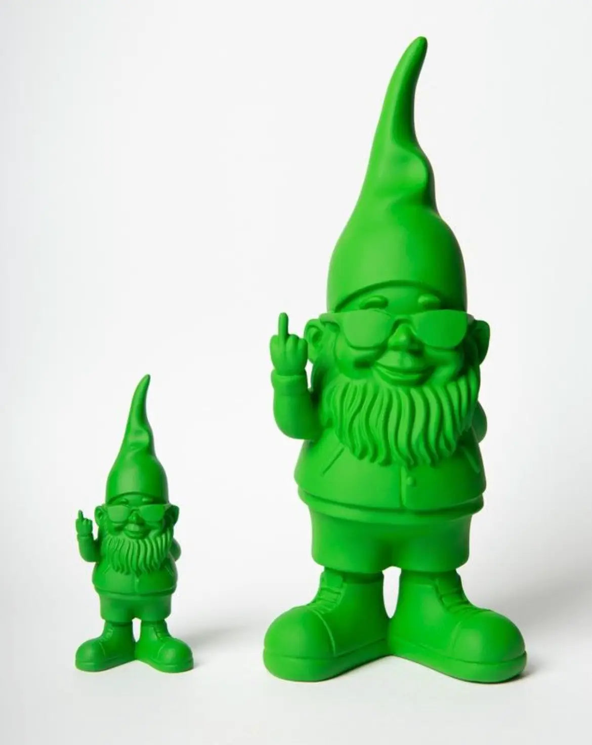 Nain Bernardo Vert en résine verte éclatante, gnome barbu avec lunettes, 29 cm