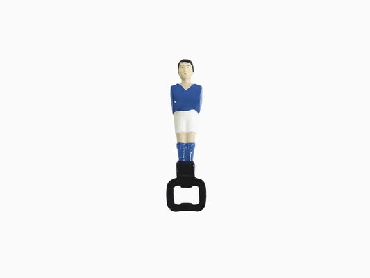 Figurine décapsuleur baby-foot bleu et blanc, accessoire original et idée cadeau parfaite