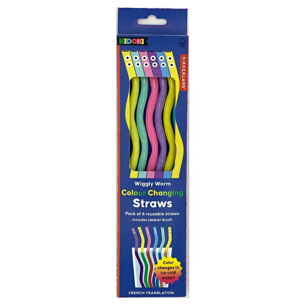 Pack de 6 paille kikodi warm à couleur changeante avec brosse de nettoyage