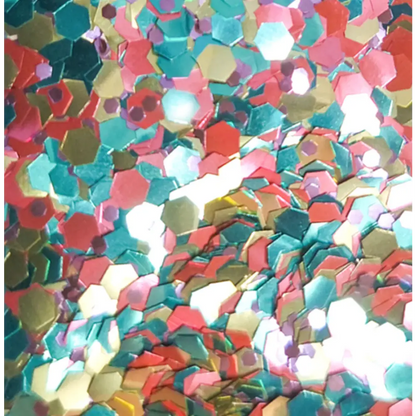 Colorful hexagonal glitter paillettes bang bang, vegan and perfect for DIY crafts
