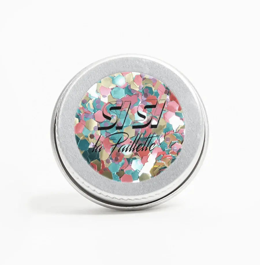 Récipient rond de paillettes colorées paillettes Bang Bang