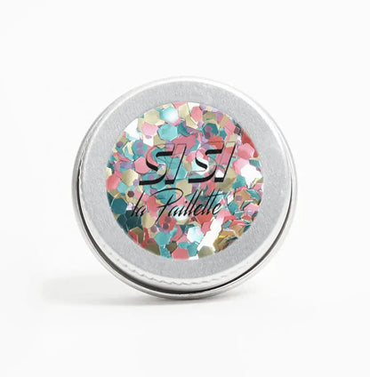 Récipient rond de paillettes colorées paillettes Bang Bang