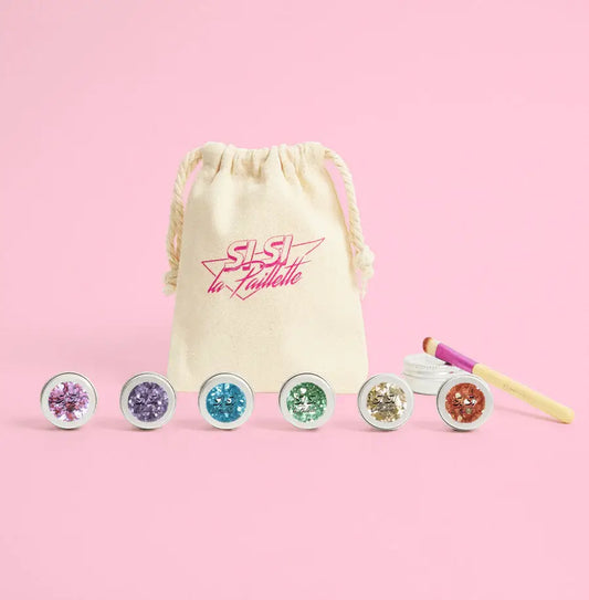 Kit pailleté Fierté avec couleurs vibrantes en petits contenants