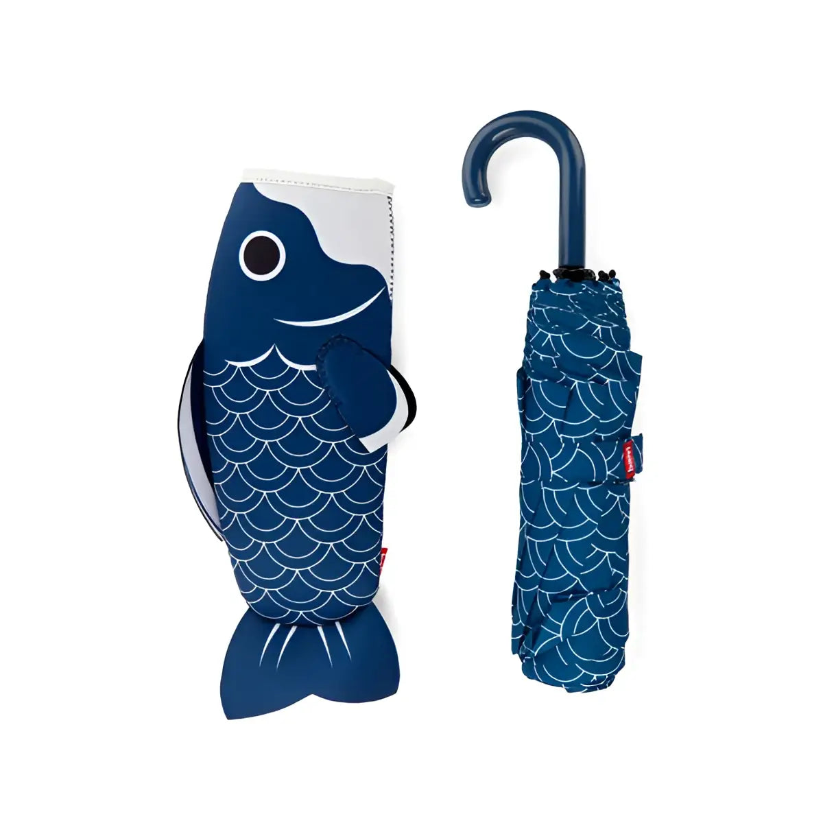 Parapluie koi bleu avec écailles blanches, détails soignés culture japonaise