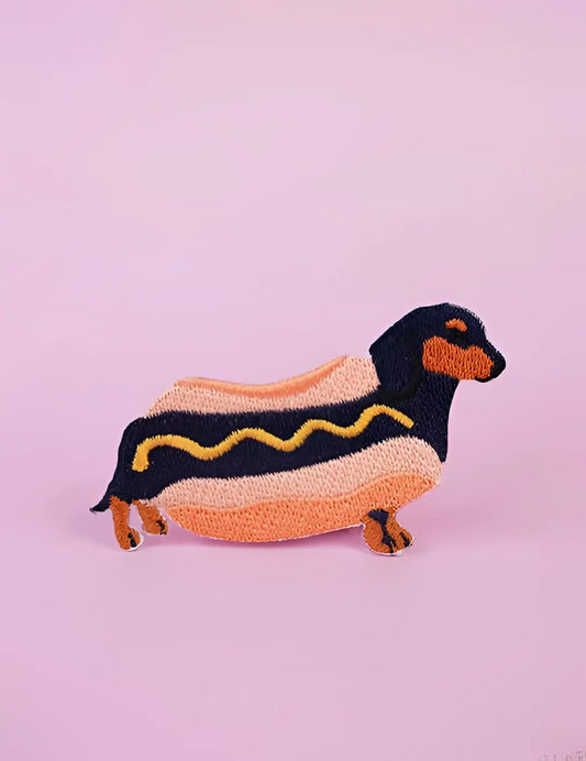 Patch thermocollant teckel hot-dog fun en feutrine