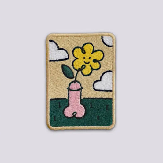 Patch thermocollant Patch Whoopsy Daisy avec fleur cartoon dans vase en forme de pénis