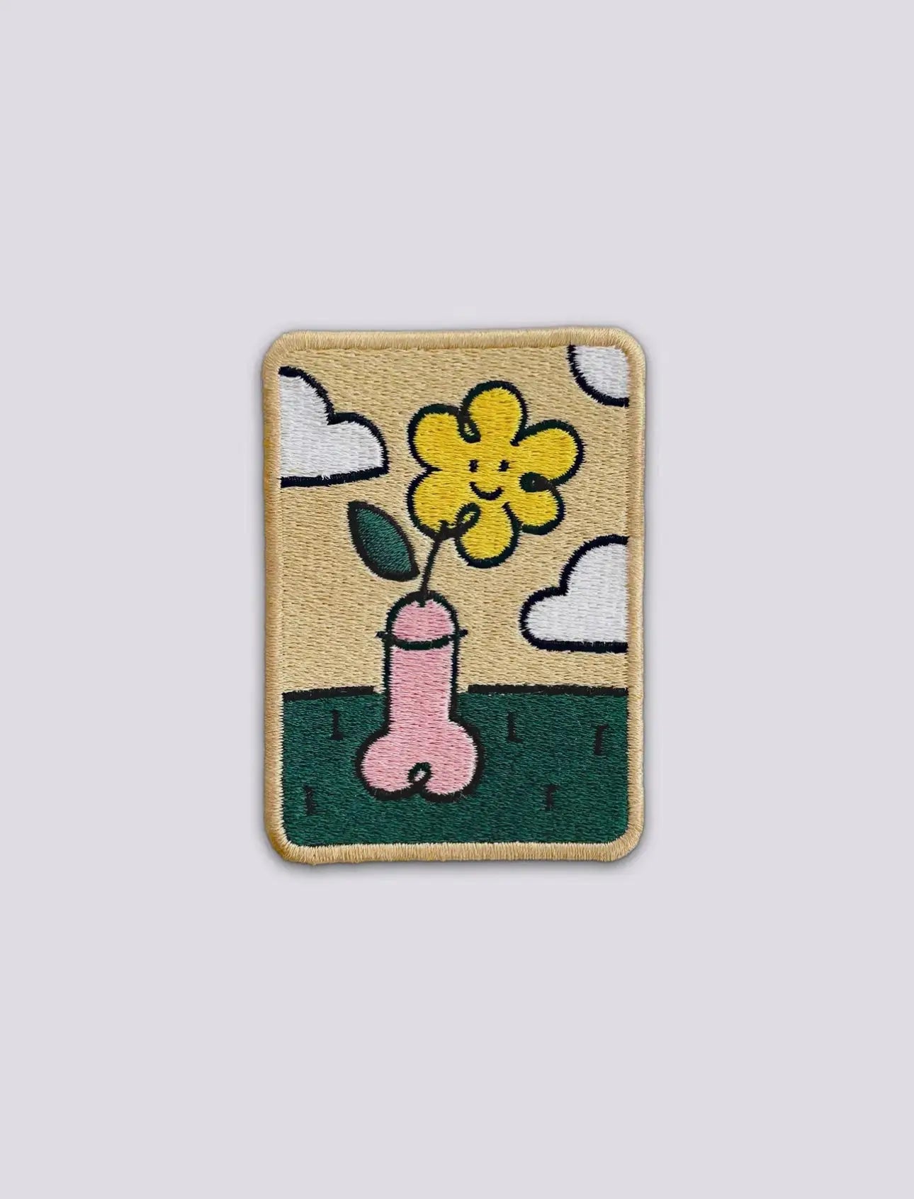 Patch quiopsy daisy : fleur cartoon dans vase phallique arrondi