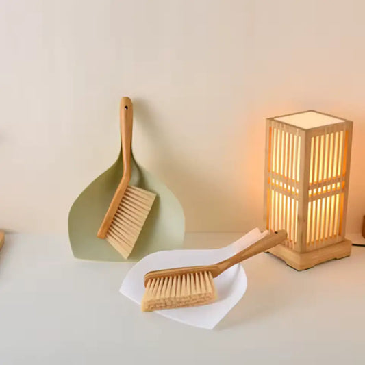 Set balayette en bambou au design épuré, 37x25,5x8cm
