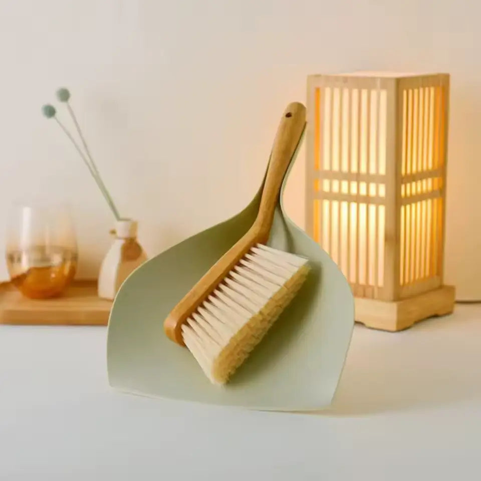 Set balayette en bambou pour rangement d’un placard, 37x25,5x8cm