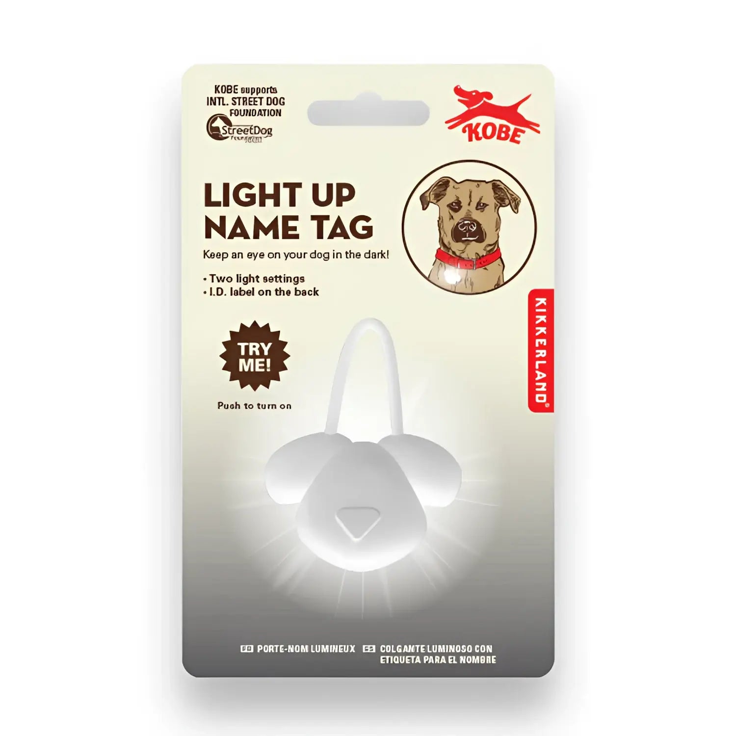 Pendentif lumineux pour chien blanc en forme de chien avec lueur douce et boucle