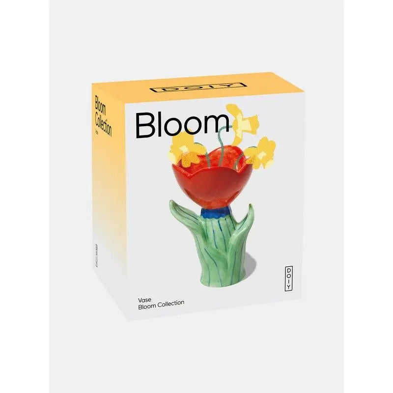 Petit vase fleur blanc avec touche florale et texte Bloom, idée cadeau