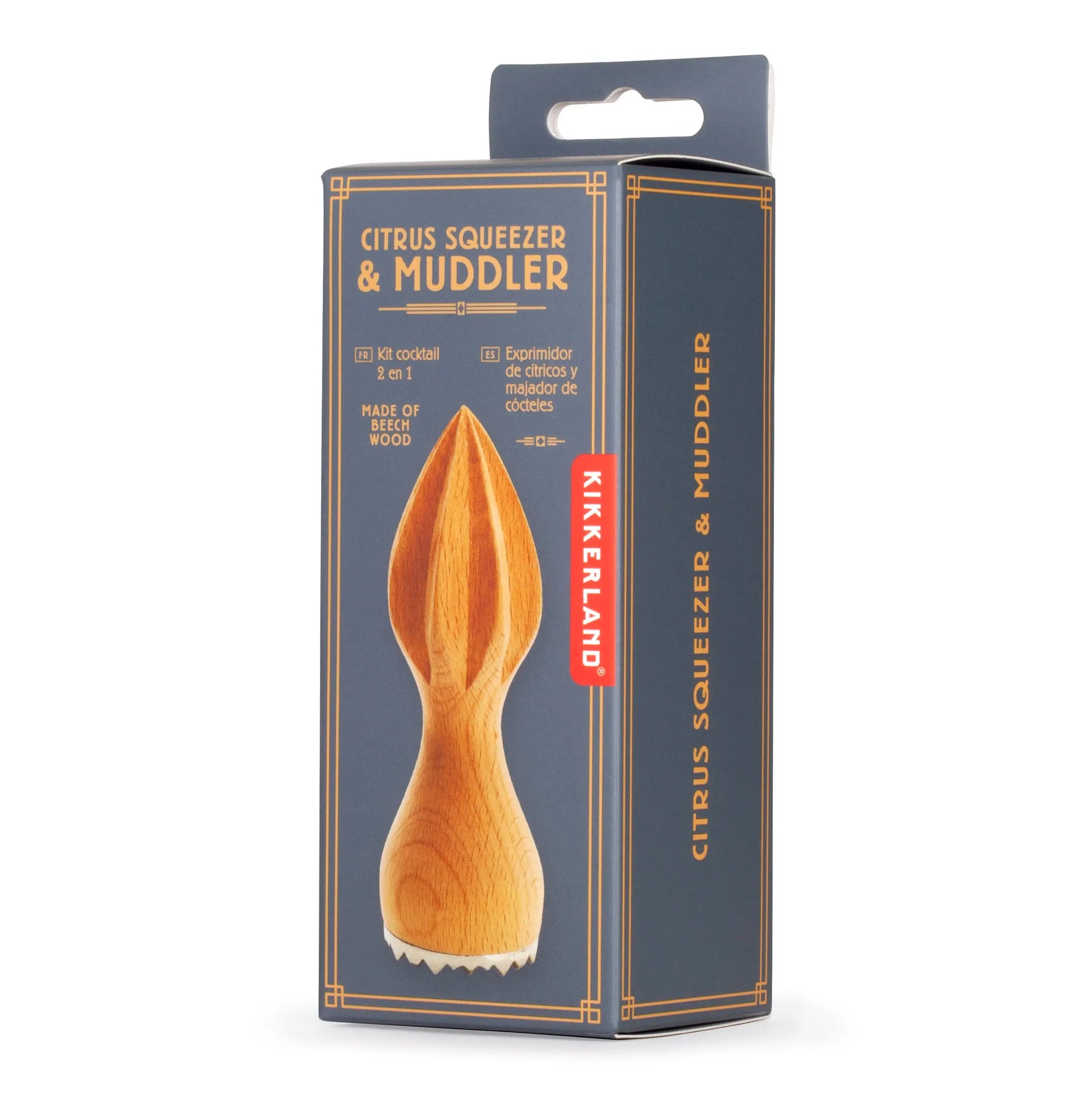 Pilon et presse-agrumes Beechwood Kikkerland, idée cadeau élégante pour cocktails faits maison