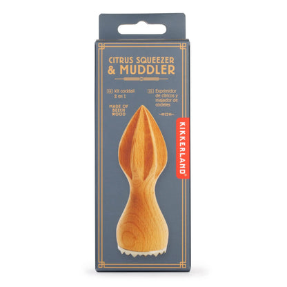 Pilon et presse-agrumes Kikkerland en bois de hêtre pour cocktails faits maison