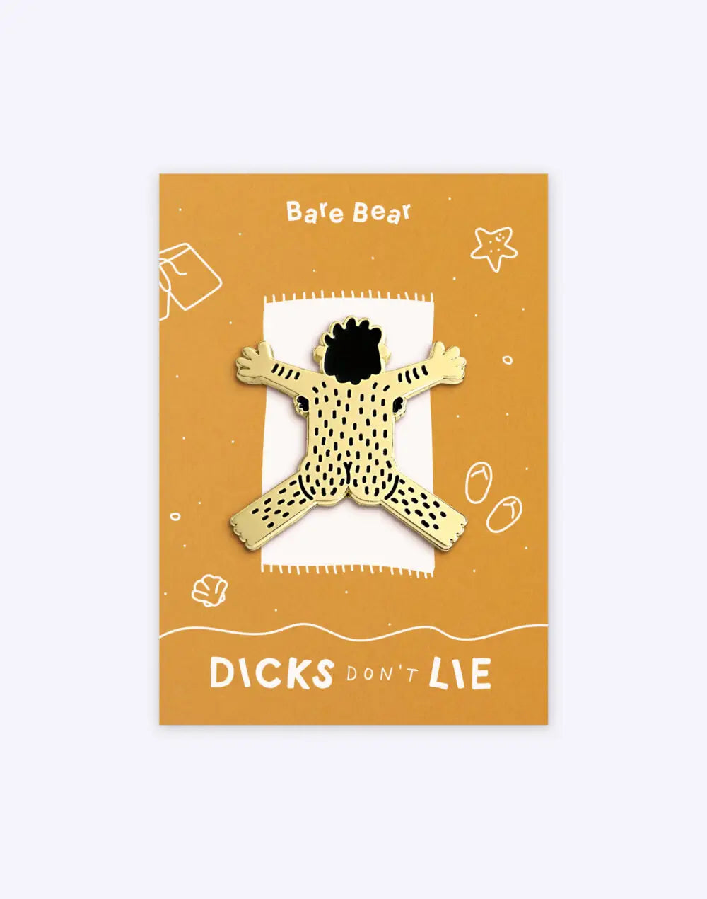 Broche audacieuse bare bear : ours stylisé émaillé or, finition émaillée, système d’attache