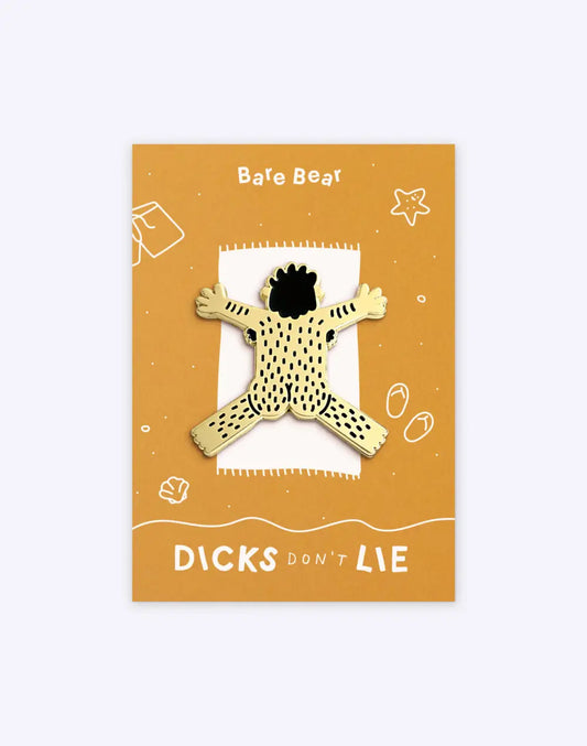 Broche audacieuse bare bear : ours stylisé émaillé or, finition émaillée, système d’attache