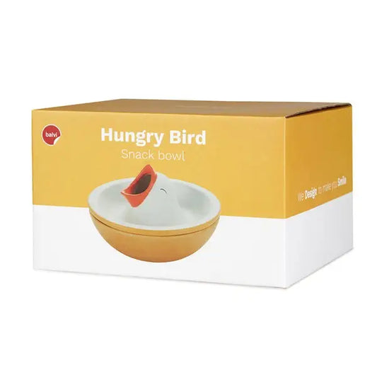 Plateau apéritif Hungry Bird céramique jaune oiseau bec orange 16cm