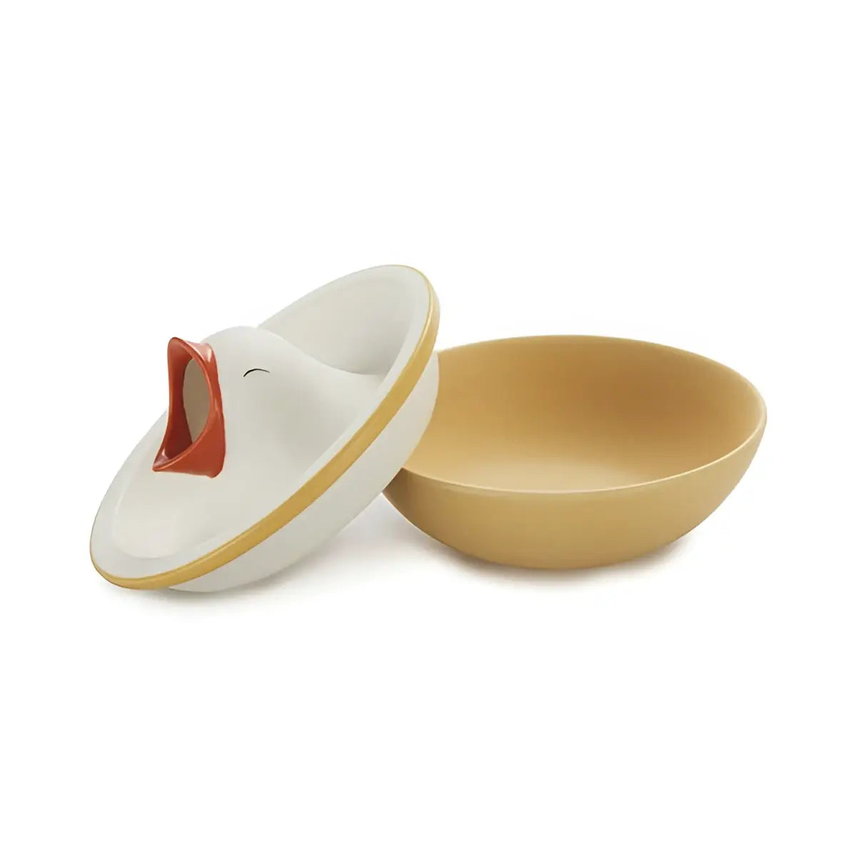 Plateau apéritif Hungry Bird céramique 16cm, canard blanc ludique bec rouge