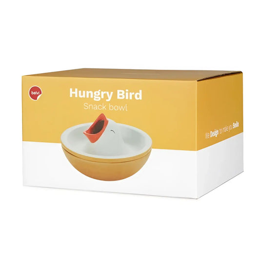 Plateau apéritif Hungry Bird céramique jaune oiseau bec orange 16cm