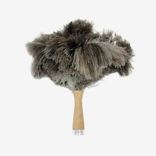 Plumeau à poussière en véritables plumes d’autruche avec manche en bois pour un ménage facile