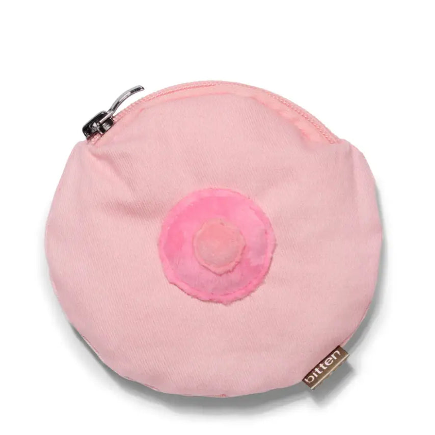 Pochette sein en forme de pièce rose, idée cadeau originale et design inspiré