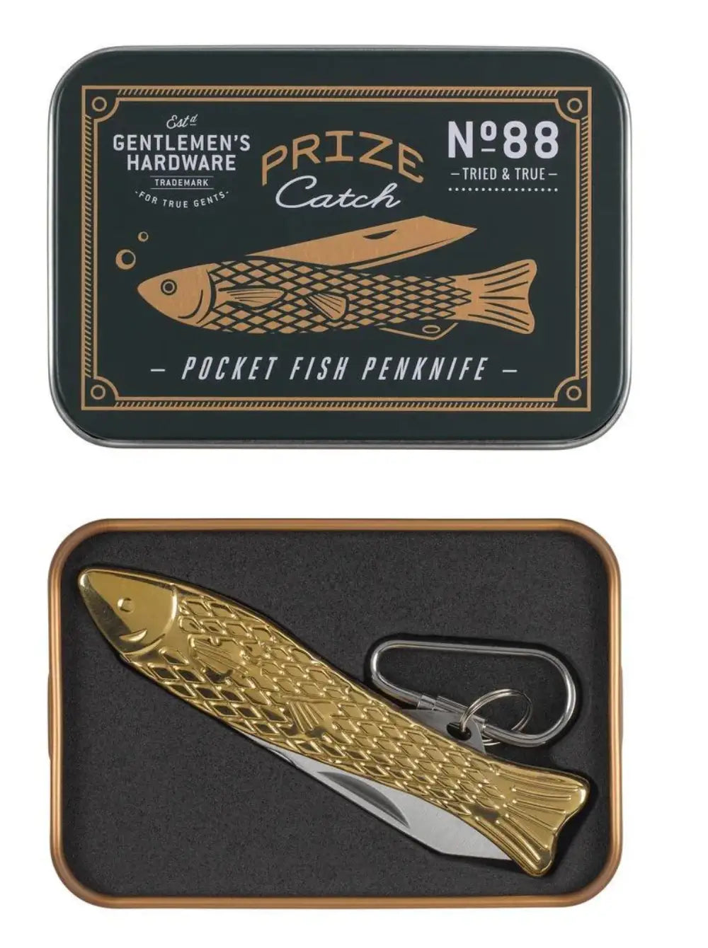 Couteau de poche poisson en or, lame argentée, Gentlemen’s Hardware fiable