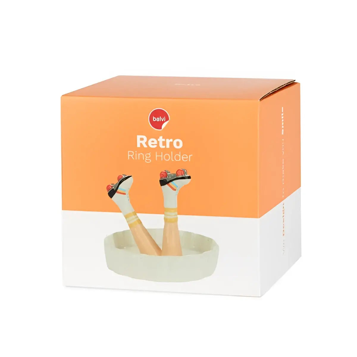 Porte-Bagues Happy Legs Retro Céramique orange et blanc rétro