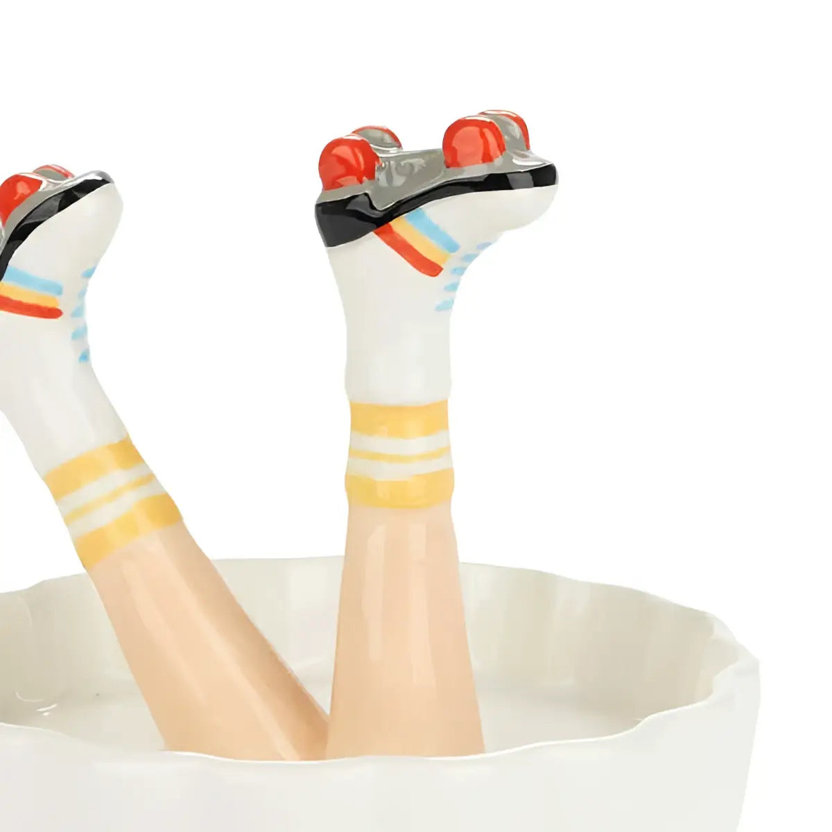 Figurine céramique Happy Legs Retro de jambes en patins à roulettes disco blancs