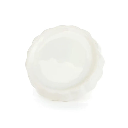Assiette céramique blanche à bord festonné Porte-Bagues Happy Legs Retro