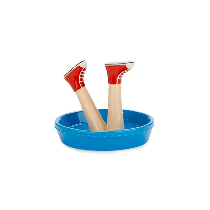 Plat en céramique bleu Happy Legs Urban avec baskets rouges sortant