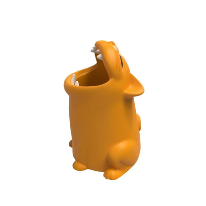 Porte-brosse à dents chat orange en plastique, compagnon félin humoristique