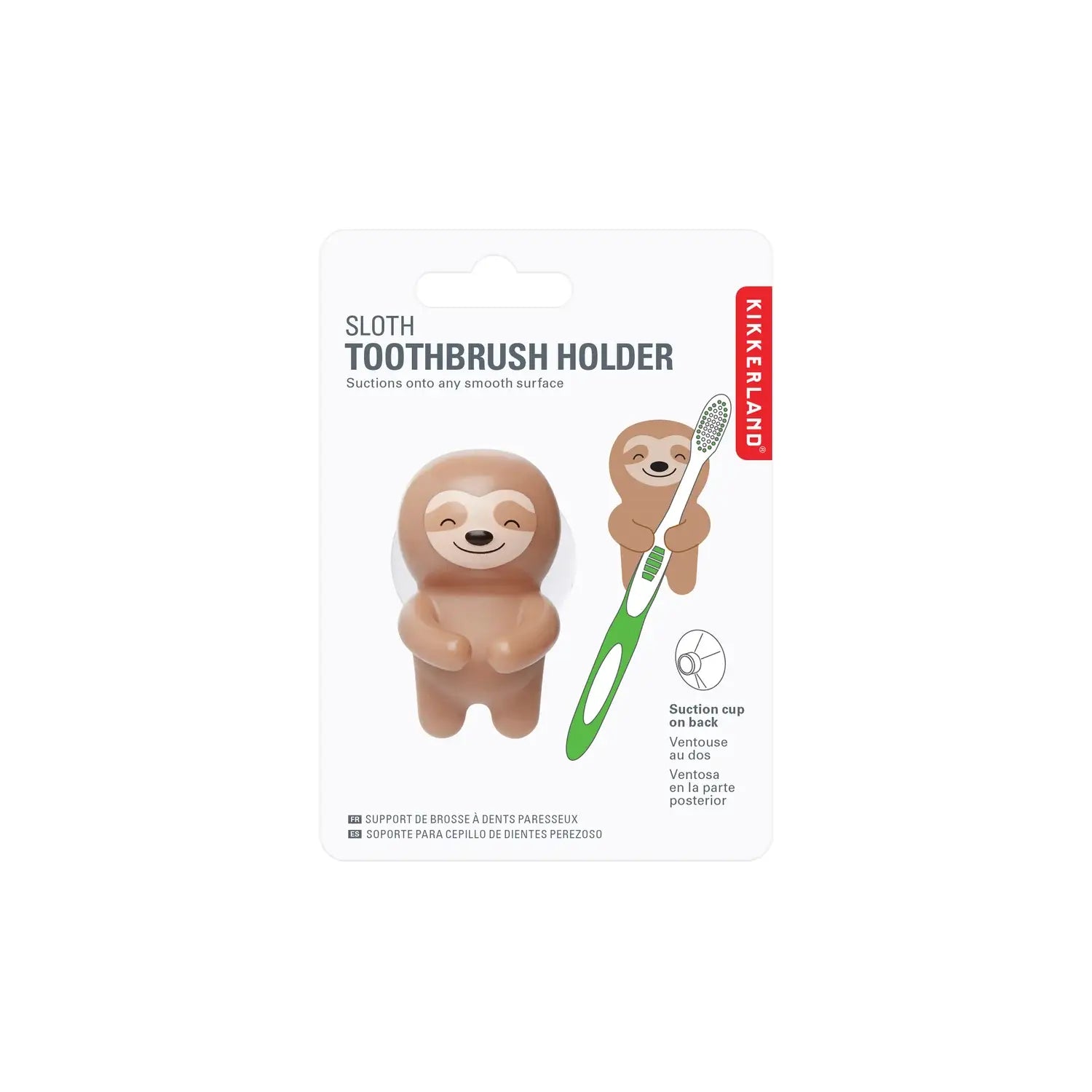 Porte-brosse à dents paresseux brun, ventouse, idée cadeau fun pour routine quotidienne