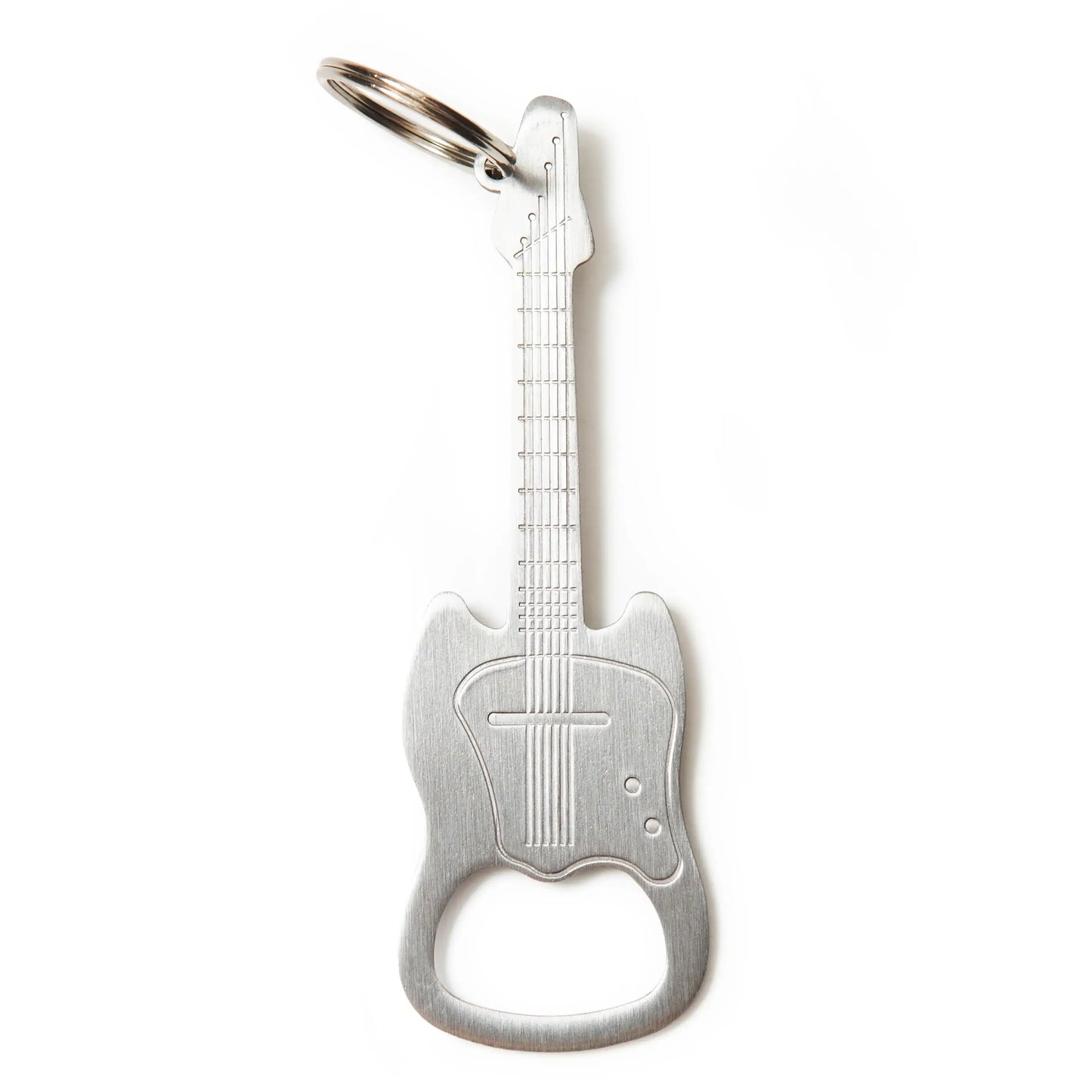 Porte-clés décapsuleur guitare argenté en forme de guitare, outil pratique