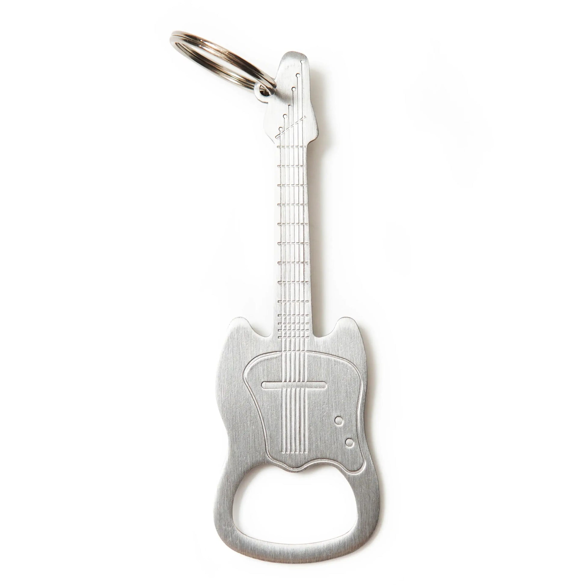 Porte-clés décapsuleur guitare argenté en forme de guitare, outil pratique