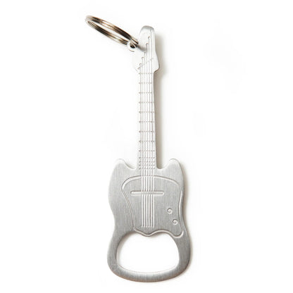 Porte-clés décapsuleur guitare argenté en forme de guitare, outil pratique